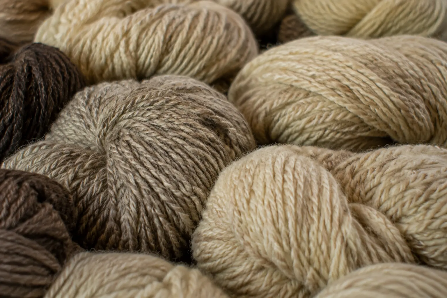 Close-up of natural wool yarn