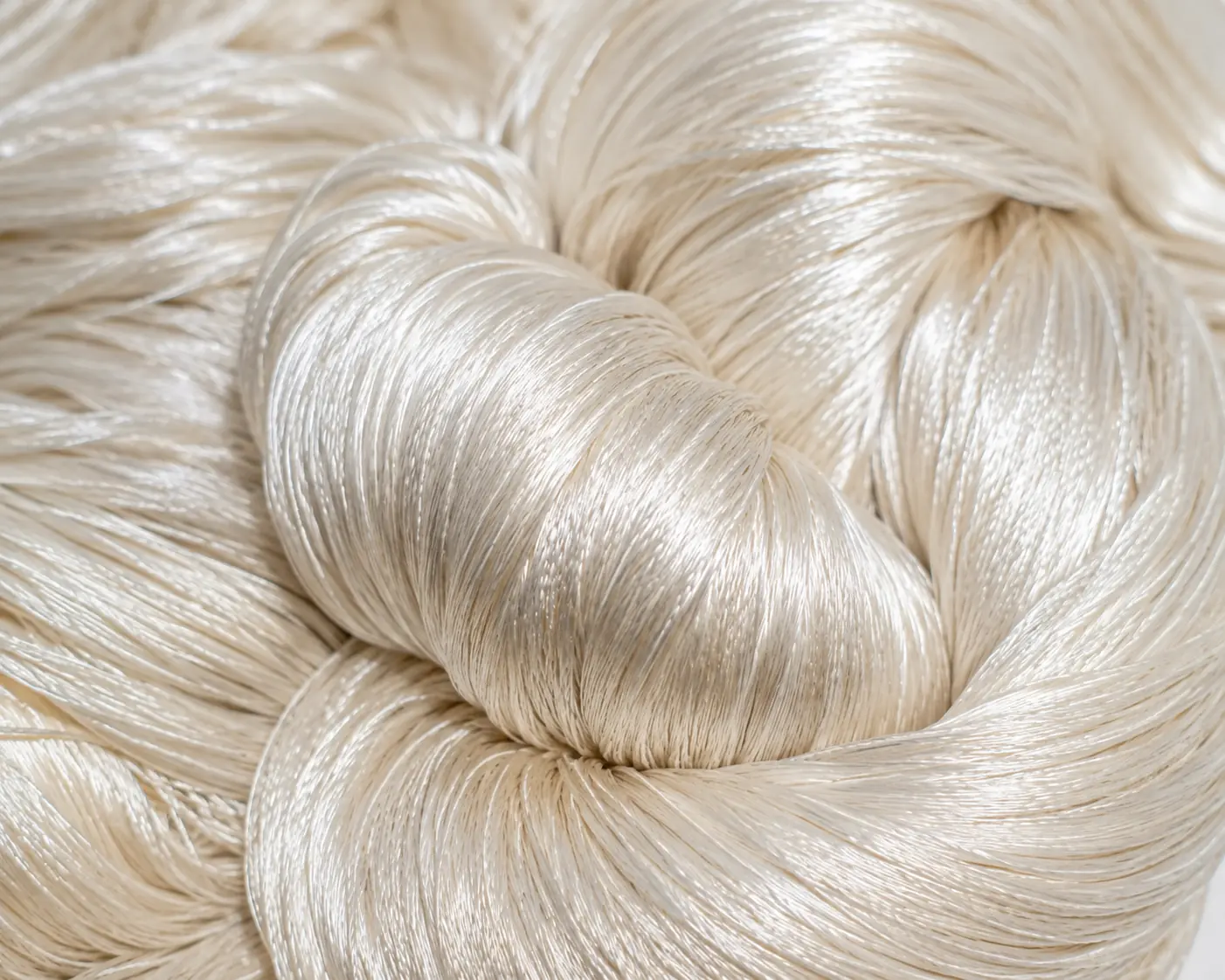 Lustrous silk fibre showing its smooth sheen