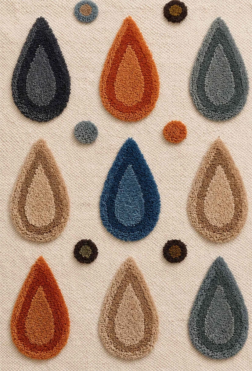 Teardrop Relief Dhurrie close-up texture view